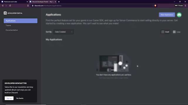 how to get to discord developer portal